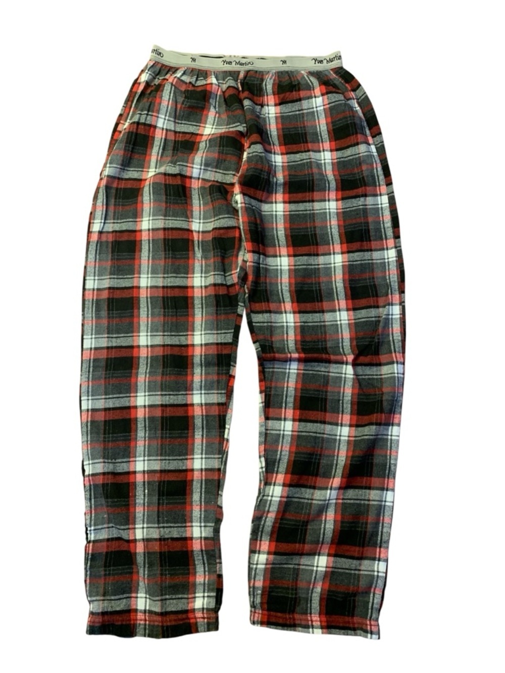 Yves Martin Montreal Men's Red & Grey Plaid Flannel Pajama Pants - Size Large